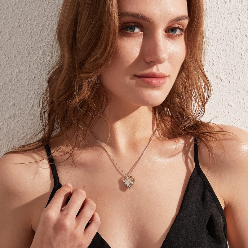 Heart Crystal Mom Necklace Love Heart Mother Necklace Sterling Silver