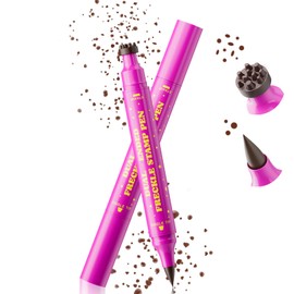 HOSAILY 2 in 1 Freckle Stamp Pen Waterproof for Natural Lifelike Faux Freckle Stamp Long Lasting Quick Dry Magic Fake Freckles Stain Marker Pen for Sunkissed Makeup 04#Dark Brown