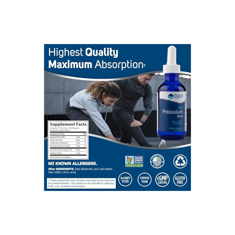 Trace Minerals Research Liquid Ionic Potassium Supplement, 2 Ounce