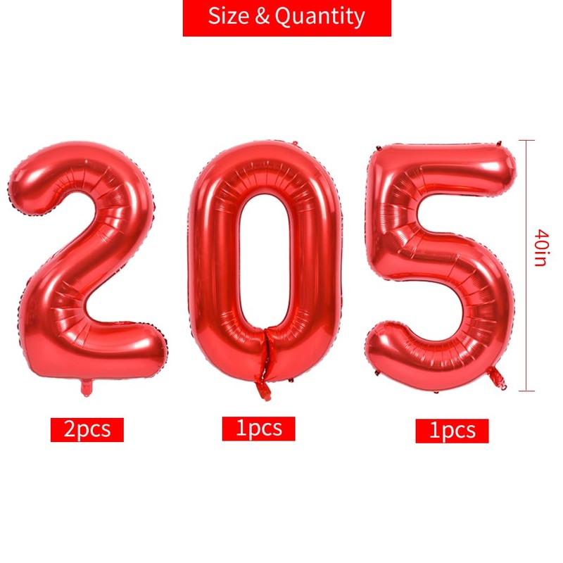 TONIFUL 2025 Graduation Balloons 40 Inch Red Aluminum Foil Mylar