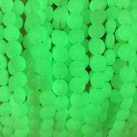 ABCGEMS Glow-in-Dark Mexican Olive-Green Aragonite Beads (AKA Cave Calcite- Extremely Rare) Healing Crystal Chakra Energy Stone Ideal for Bracelet Necklace Ring DIY Jewelry Making Smooth Coin 10mm