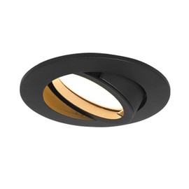 HCFEI Set of 1 LED Recessed Spotlight, Dimmable, Matte Black, Swivelling, 5 W, Flat, 230 V, Recessed Spotlight, 68 mm Borehole, 120° Beam Angle (Warm White 3000 K)