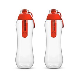 PearlCo - Two Drinking Bottles with Filter 0.5 Litres (Red) | Water Bottle BPA-Free | School, Sports, Water, On the Go