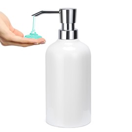 UHEY HOME Ceramic White Soap Dispenser Bathroom, 16.9oz Hand Soap Dispenser for Kitchen, Hotel