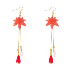 Maple Leaf Earrings Thanksgiving Fall Leaf Drop Dangle Earrings for Women Girls… (long)