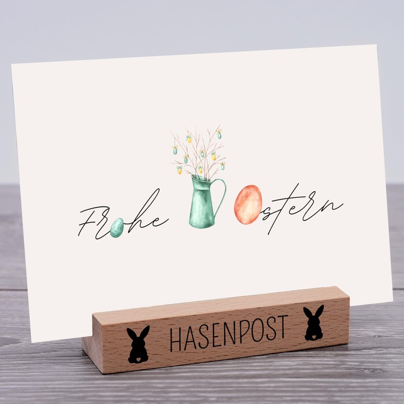 Interluxe Kartenhalter - Hasenpost - Grußkartenhalter Tischdeko zu Ostern Fotohalter
