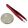 HTS 172M2 2" Red Mini Slanted Travel Eyebrow Tweezers