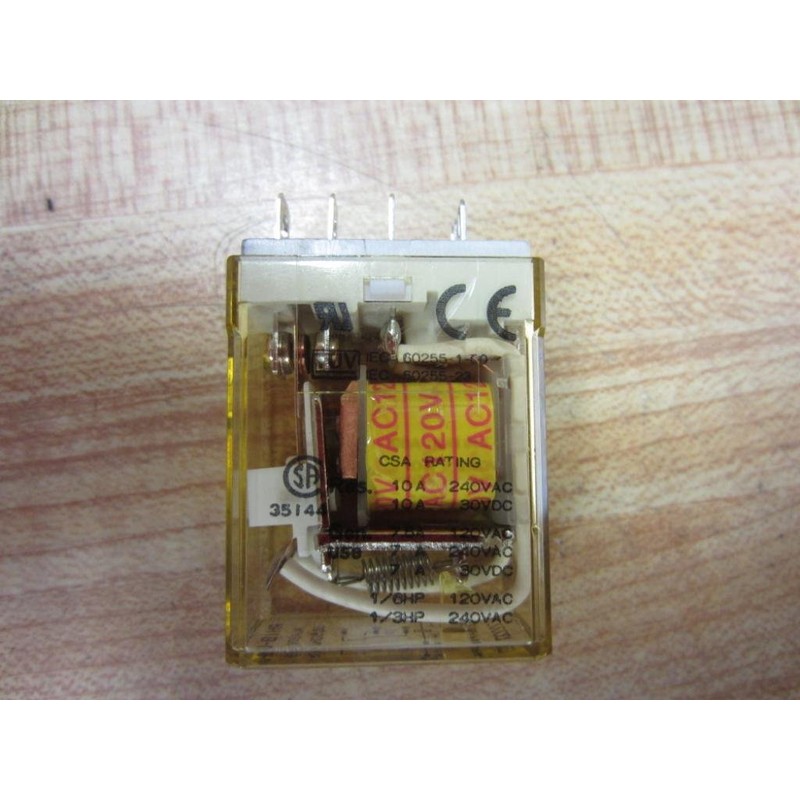 IDEC RH2B-UAC110-120V Power Relay, DPDT, 120VAC, 10A, Plug in