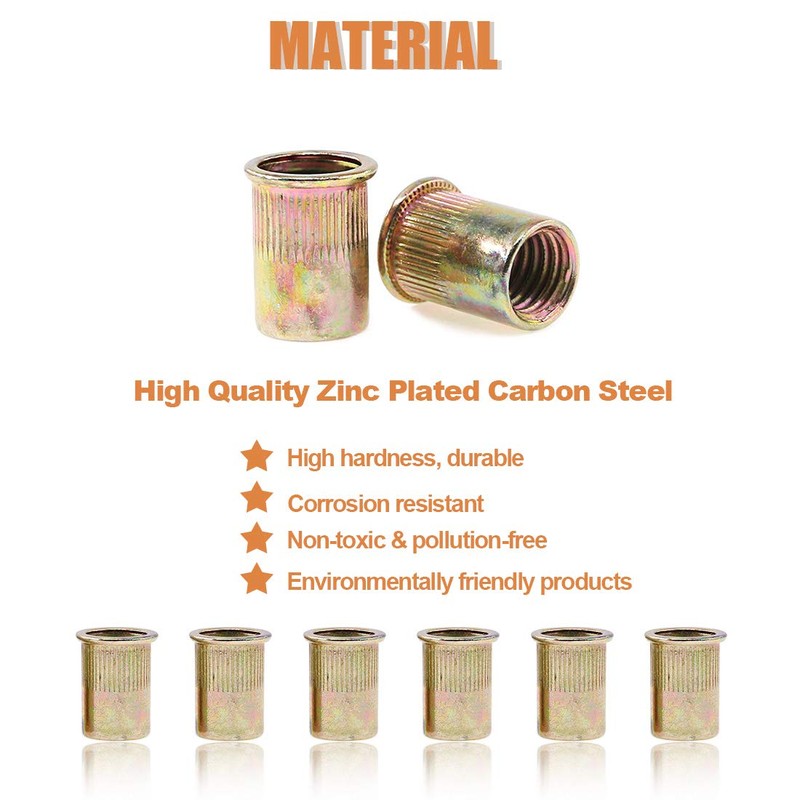 Keadic 100Pcs M12 Rivet Nuts Metric Zinc Plated Rivet Nut