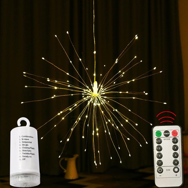 LED Firework String Lights 8 Mode Explosion Star Copper Wire