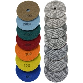 Konfor Diamond Polishing Pads Wet Buffing 5 Inch Disc for Sanding Marble Granite Countertop Stone 7 Pieces Set
