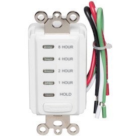 Intermatic - Temporizador electrónico de cuenta regresiva para ventiladores de toda la casa, EI220W-1-1/2/4/8 horas con modo de espera, SPST, 120 VAC, 60 Hz, 15 amperios, blanco