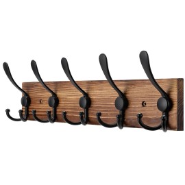 Kuhome Coat Rack Wall Mount Wooden Hat Rack for Wall Hooks Pine Real Wood Plank