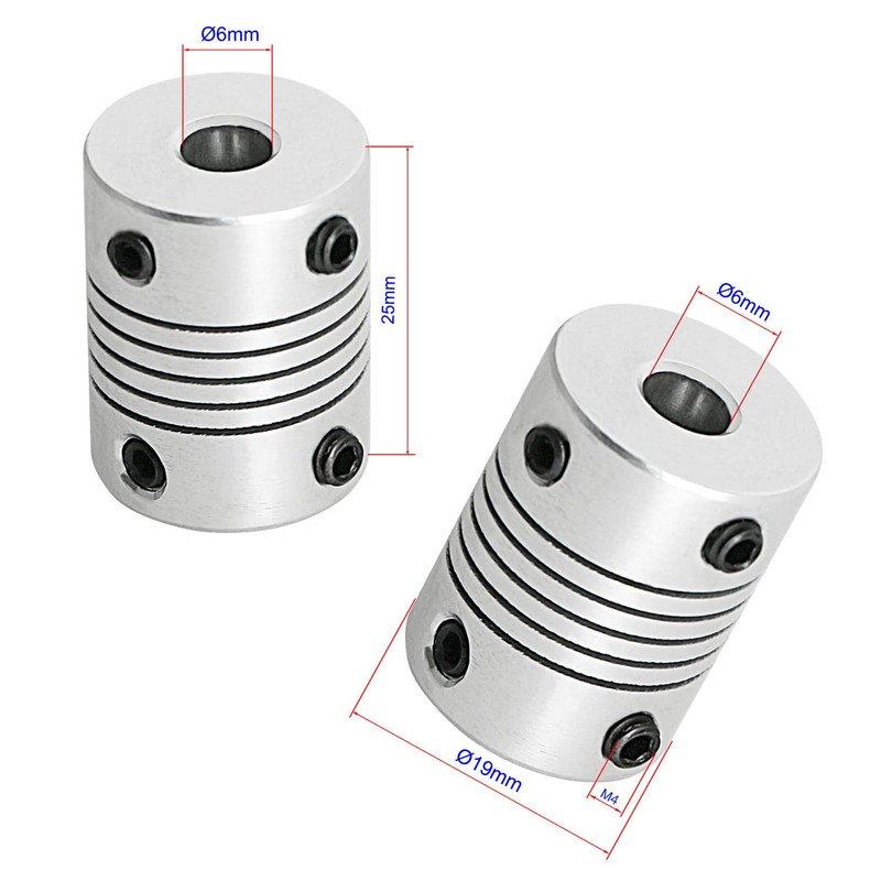 Ohamtes 2Pcs 6-6mm Flexible Beam Coupling Shaft Length 25mm for