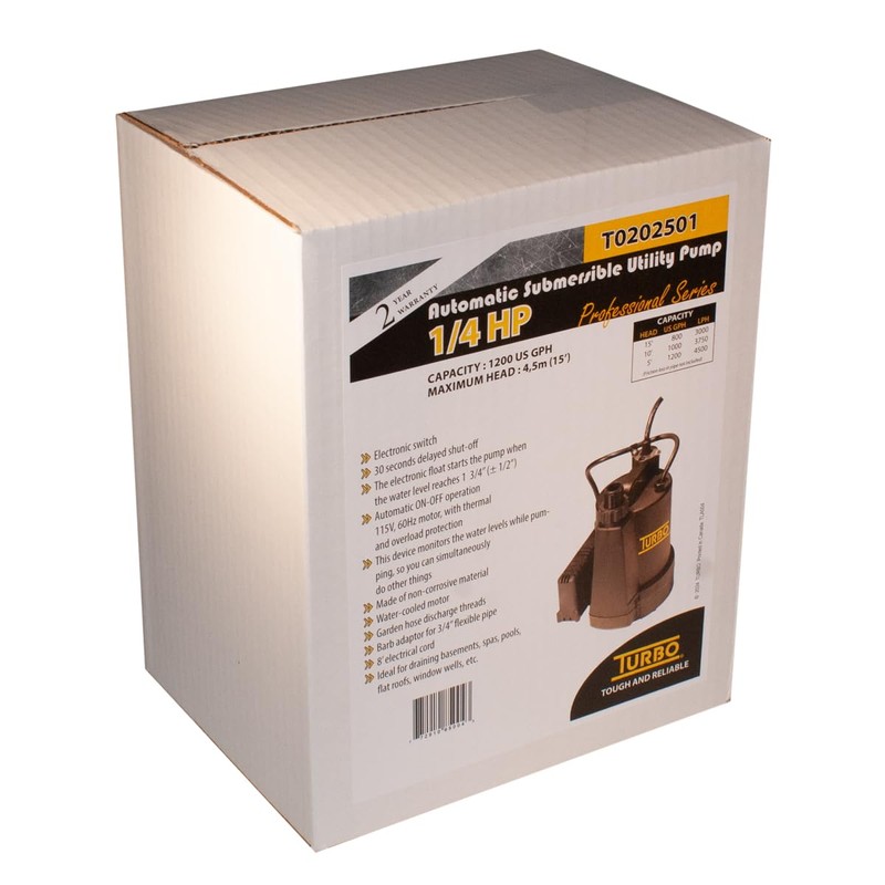 Turbo 1/4HP Submersible Utility Pump with Electronic Switch