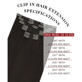 SAFIRENY Clip in Hair Extensions Human Hair, Remy Human Extensions Clip ins for Women, 22inch 160g 7Pcs Extensions Human Hair, Dark Brown Real Hair Extensions(#2-22inch)