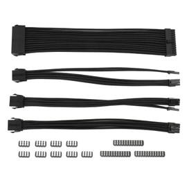 4pcs Motherboard CPU Graphics Card Extension Cord Professional High Conductivity Nylon Woven Replacement CPU Extension Cable Black