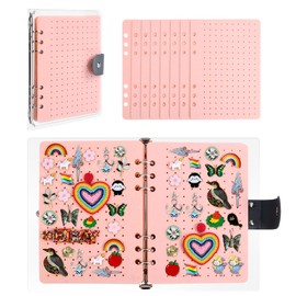 VIVOLOOM Enamel Pin Display Book with 8 Pages Portable Pin Trading Book Large Capacity Pin Collection Book for Collecting Brooches Pins and Patches (Pink)