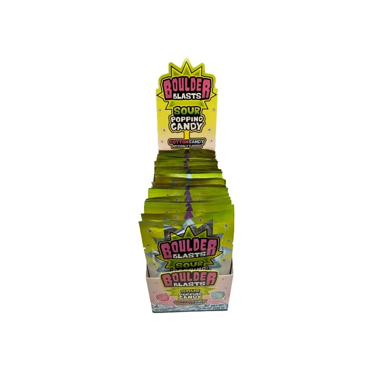 Koko's Boulder Blasts Sour Popping Candy Case of 24 Pouches