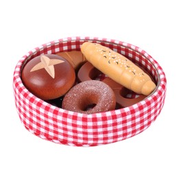 tanner DER KLEINE KAUFMANN Baked Goods in Cotton Basket with Wooden Bakeware Shop Accessories Food Safe Design 0616.2 Multicoloured