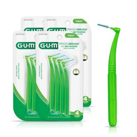 GUM Proxabrush Go-Betweens - Cepillos interdentales en ángulo - Púas dentales de cerdas suaves para quitar la placa - Seguro para aparatos ortopédicos y dispositivos dentales, 4 unidades (paquete de 4