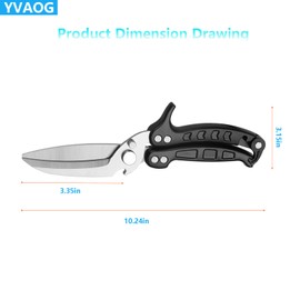 YVAOG Kitchen Scissors/Shears,Multi-purpose Super Sharp Heavy Duty Poultry Scissors,for Poultry, Fish, Meat, Vegetables, a Good Partner in the Kitchen (Black)