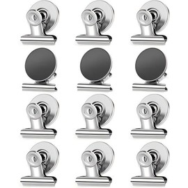 STR-12 Pcs Magnetic Clips, Strong Fridge Magnets Refrigerator Magnets with Clips, Heavy Duty Fridge Magnet Clips Whiteboard Magnets for Office School Kitchen Home Supplies