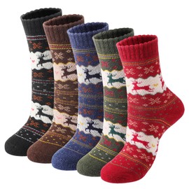 5 Pairs Wool Socks for Women - Comfortable and Warm Womens Wool Socks, Wool Socks Women, Classic Women's Winter Socks, Super Soft Crew Socks for Women, Thick Knit Cabin Cozy Wool Socks Gifts For Women