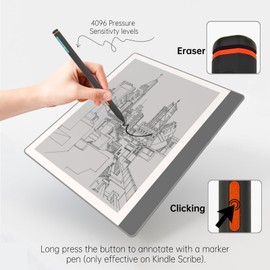 TNRV Replacement for Kindle Scribe Pen,Supports 4096 Levels of Pressure Sensitivity,Kindle Scribe Stylus with Eraser,Writing and Drawing