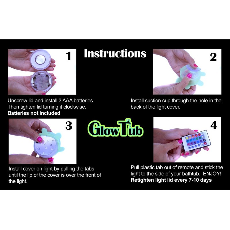 GlowTub Underwater Remote Controlled LED Color Changing Light for Bathtub