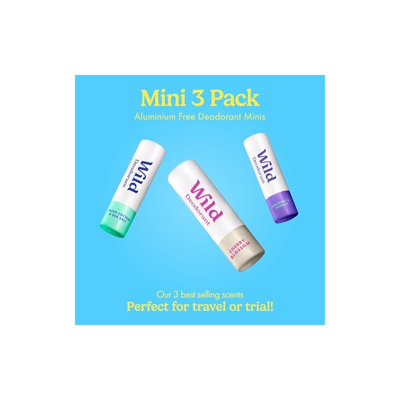 Wild Pack of 3 Mini Deodorants in Fresh Cotton &