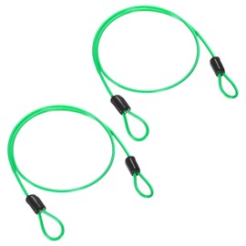M METERXITY 2-Pack Security Cable Lock, 4.92FT PVC Coated Steel Luggage Lock Wire Rope with Double Loop for Outdoor Travel/Gate/Bike, Cut-Resistant Braided Steel Cable [Green]
