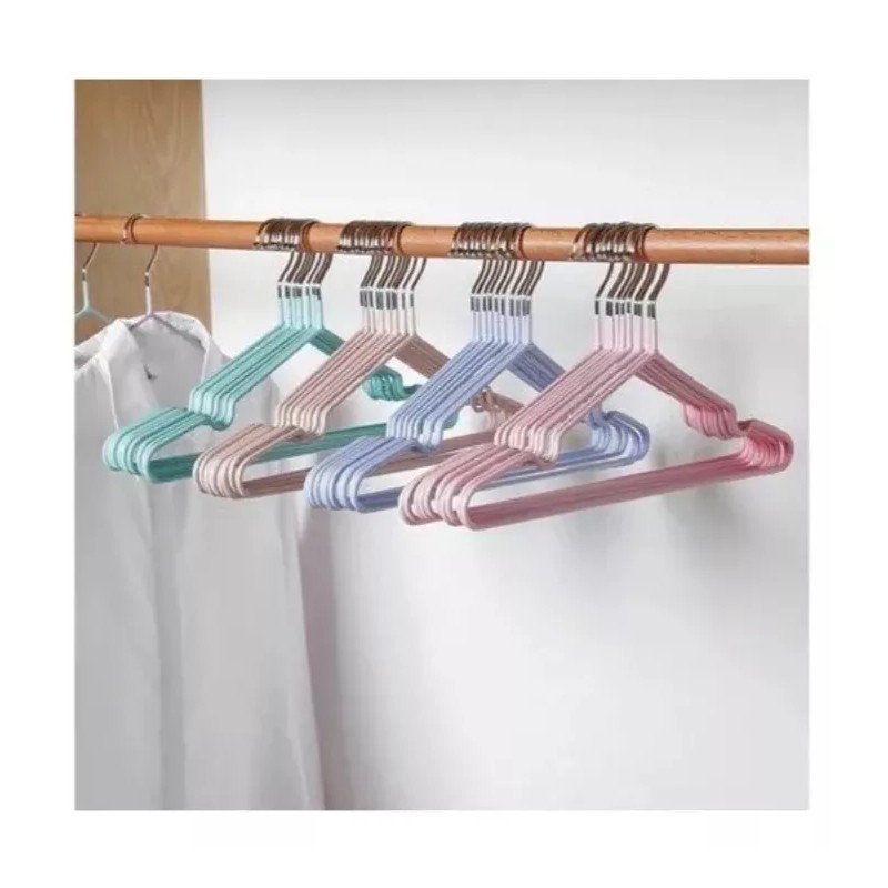 24x7 Set 20 Ganchos Antideslizantes Percha Ropa Tintorería Metal