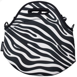 Fringoo® Kids Lunch Bag Neoprene Thermal Insulated Zipped Pocket Shoulder Strap Nursery School Cooler Bag (Zebra)