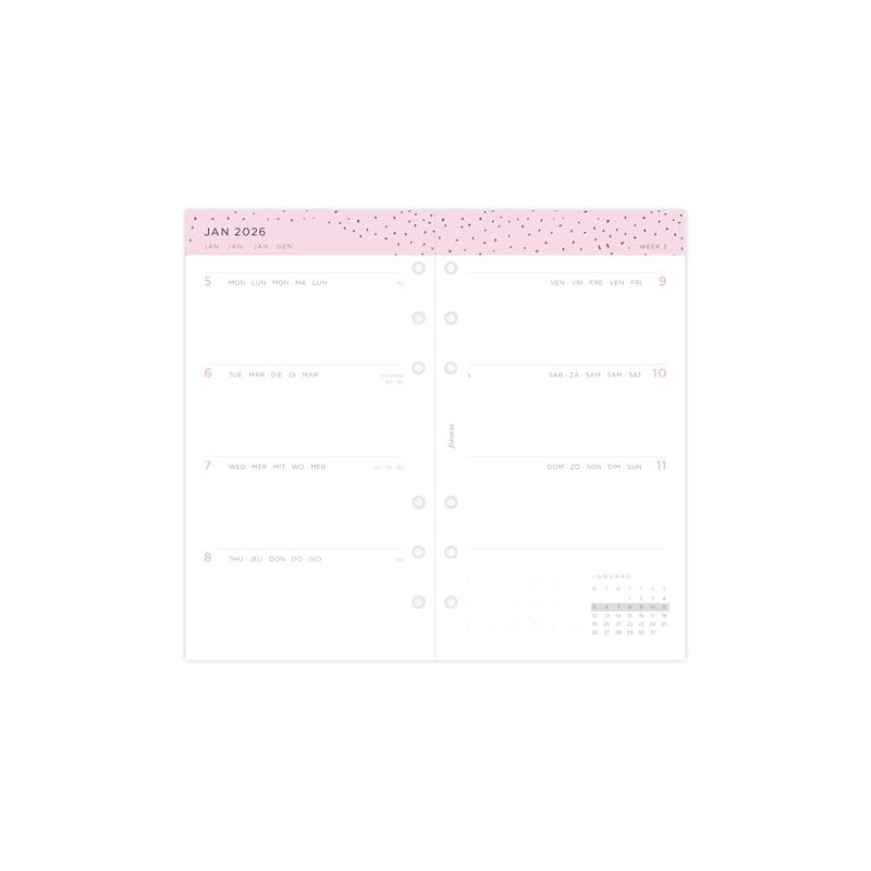 Filofax Personal Confetti week to view 5 language 2026 diary