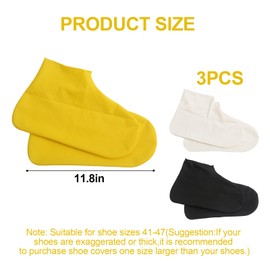 GmwyCzV 3 Pairs of Shoe Covers Waterproof, Non-Slip Rain Protection Shoes, Reusable Latex - Overshoes with Non-Slip for Rain, Snow Day, Desert Beach, Muddy Roads (Children, Men, Women), Black, White,