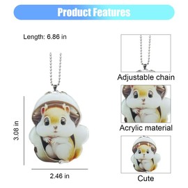 Cute Squirrel Car Hanging Ornament, 2D Flat Acrylic Car Rearview Mirror Charm, Christmas Tree Decoration Present, Auto Interior Pendant Accessories for Window, Wall (Squirrel)