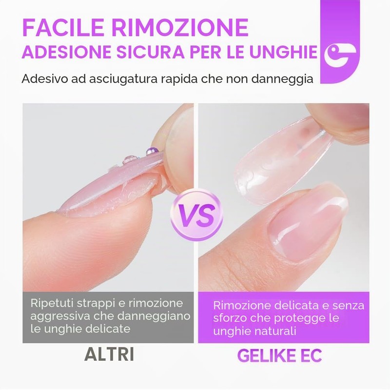 Gelike EC Colla per Unghie Extra Forte con Pennello, 10ml