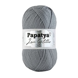 Double Knitting Yarn with Glitter/Lurex/Twinkle/Sparkle-Papatya Love Glitter Shade 2560 Silver Grey