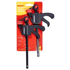 Amtech D0930 2 Piece 100mm (4'') Ratchet Speed clamp Set Black and Red