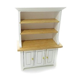 Melody Jane Dolls House White & Light Oak 3 Door Dresser Dining Room Kitchen Furniture