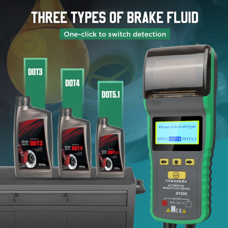 Car Brake Fluid Tester LCD Display Printing Audible Visual Alarm