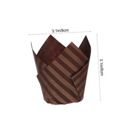 iplusmile 1set Flower Shaped Paper Cupcake Liners High Temperature Baking Wrappers for Weddings Parties and Bakeries Deep Brown and Light Brown Stripes Easy Clean Up 150pcs