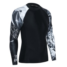HUGE SPORTS Wildling Series UV Protection Quick Dry Compression Rash Guard for Men Wolf 3XL