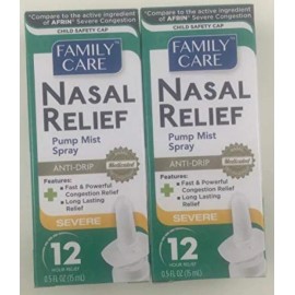 Family Care Nasal Relief Anti-drip Pump Mist - Oxymetazoline HCl .( 2 PACK ).