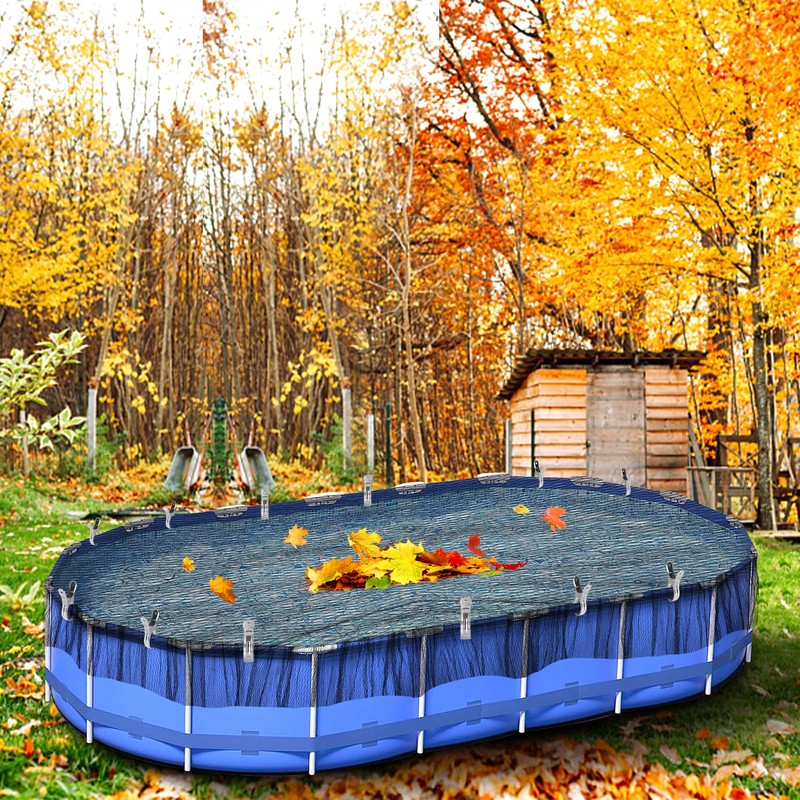 Adnee 33X18 Ft Oval Swimming Pool Leaf Net Cover,Pool Mesh