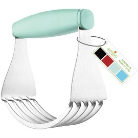 Spring Chef XL Dough Blender For Baking, Heavy Duty Manual Dough Mixer, Stainless Steel Pastry Cutter with Sharp Blades, Pastry Blender for Easy Mixing, Dishwasher Safe - Mint