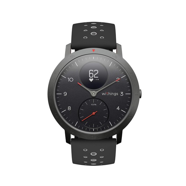 Withings Steel HR Sport HWA03B-40black-sport-all-Asia Black Steps, Calories Burned, Heart Rate, Sleep Data Recording, Up to 25 Days of Charging