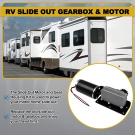 225008 RV Slide Out Motor & Gear Housing Compatible with BAL Accu-Slide Cable Slide Out System, with R25076 R25076-1 RV Slide Out Gear Box and R25075 High Torque Motor for Travel Trailer Camper | 12V