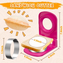 Metal Sandwich Cutter and Sealer Round Sandwich Cutters for Kids Lunch Great for Children Boys Girls Lunch Box and Bento Box (Pink)